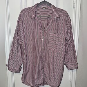 Loft striped Shirt - pink, grey, and White